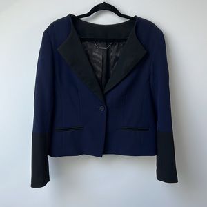 Trina Turk Size 12 Bi-color Navy and Black Blazer